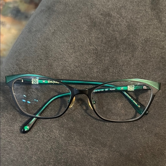 Lily Pulitzer Green & Black Ryder Metal Frame Eyeglass Frame Smart Chic GUC - Picture 1 of 9